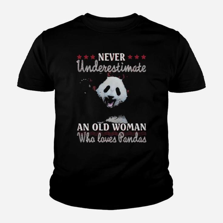 Never Underestimate An Old Woman Who Loves Pandas Youth T-shirt