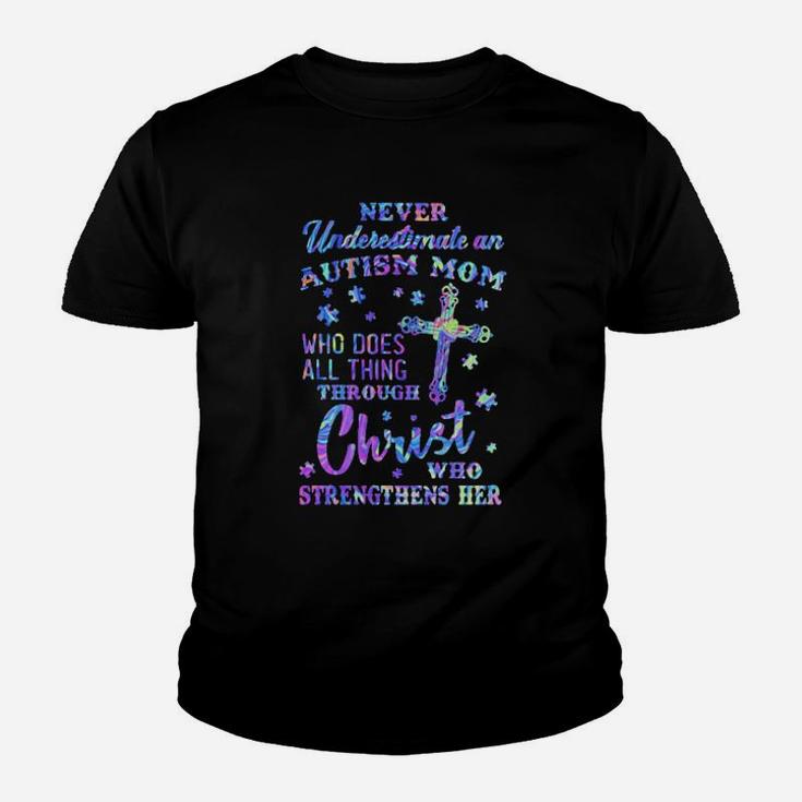 Never Underestimate Autism Mom Youth T-shirt