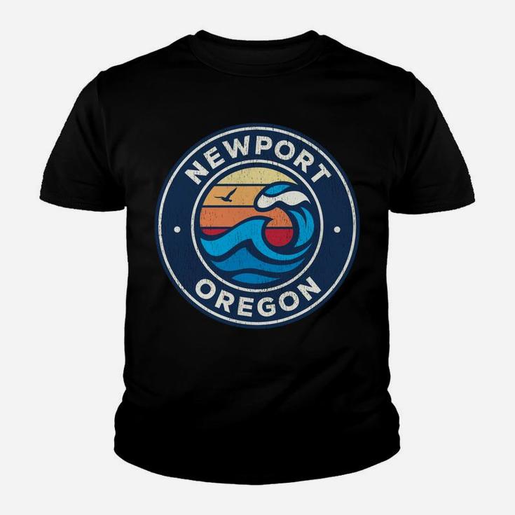 Newport Oregon Or Vintage Nautical Waves Design Youth T-shirt