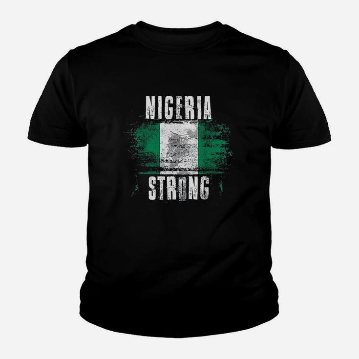 Nigeria Strong Distressed Flag  Nigerian Pride Youth T-shirt