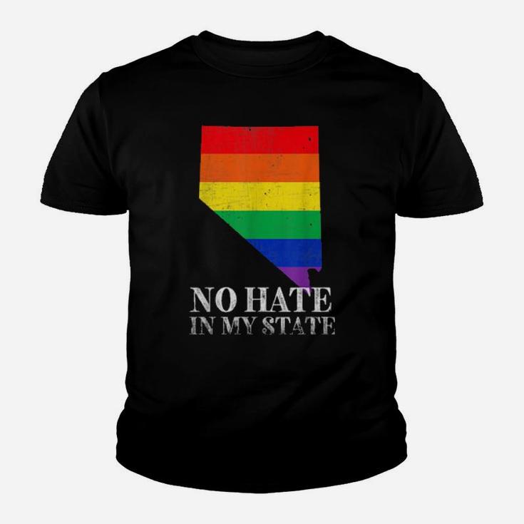 No Hate In My State Nevada Lgbt Pride Rainbow Flag Youth T-shirt