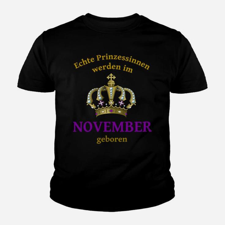 November Prinzessinnen Geburtstag Kinder Tshirt, Echte Geborene Motiv