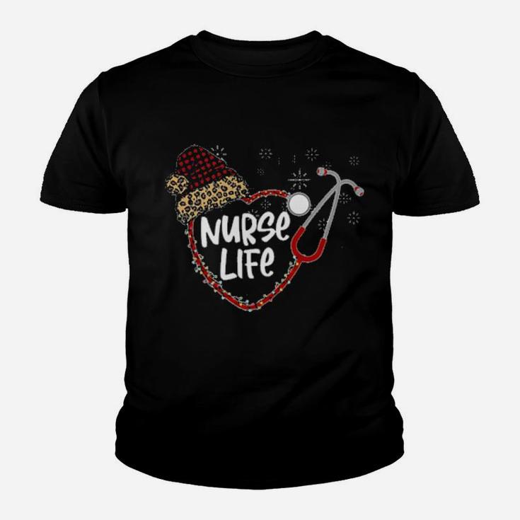 Nurse Life Santa Hat Plaid Youth T-shirt