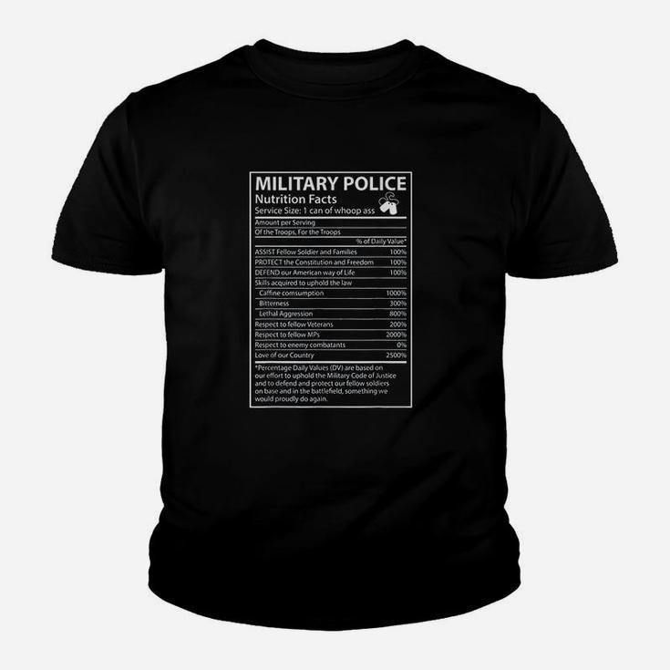 Nutrition Facts Funny Military Police Youth T-shirt