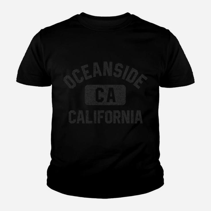Oceanside California Gym Style Black W Distress Black Print Youth T-shirt