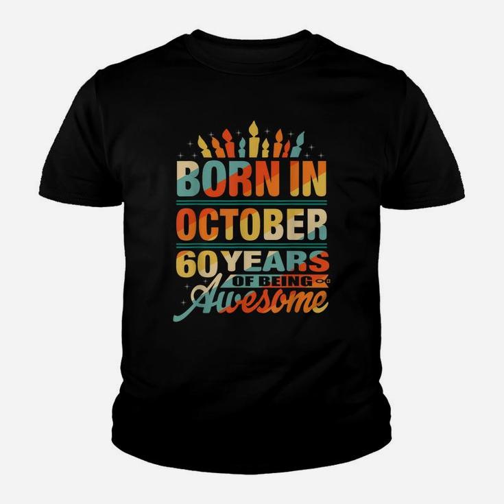 October 1961 60 Year Old 60Th Birthday Gift Candle Graphic Youth T-shirt