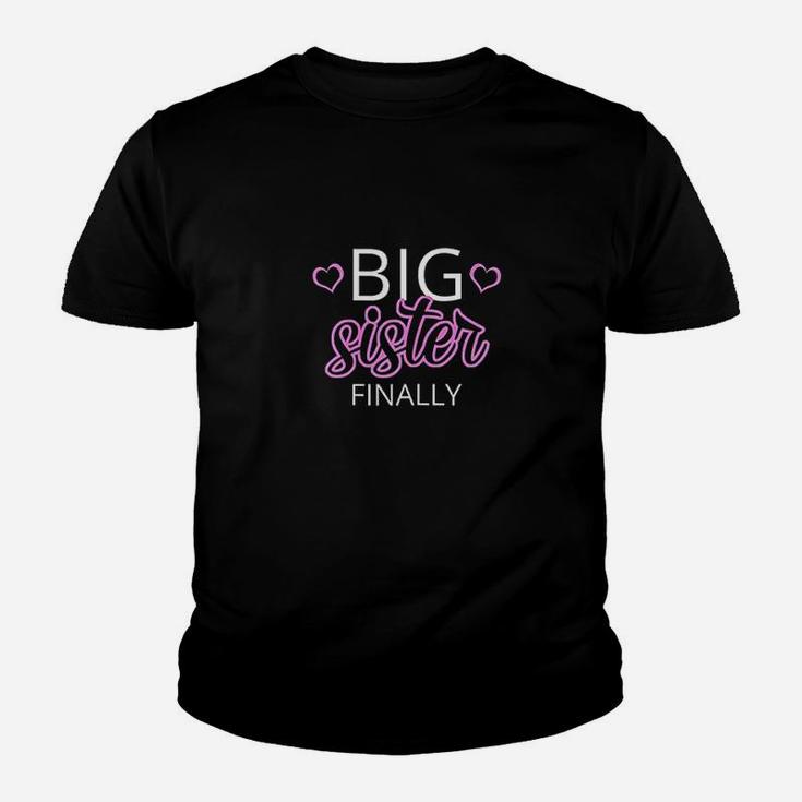 Older Sibling Big Sister Finally Gift New Baby Reveal Youth T-shirt