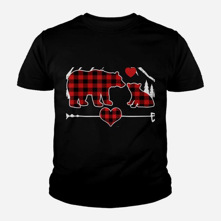 Oma Bear Christmas Pajama Red Plaid Buffalo Family Gift Youth T-shirt
