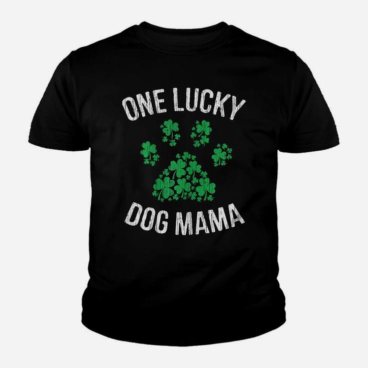 One Lucky Dog Mama  St Patrick Day Paw Dog Mom Gifts Youth T-shirt