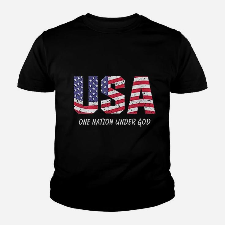One Nation Under God American Flag Usa Youth T-shirt