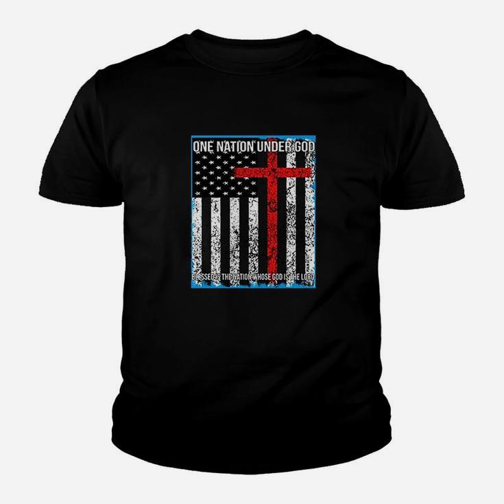 One Nation Under God With Flag Youth T-shirt