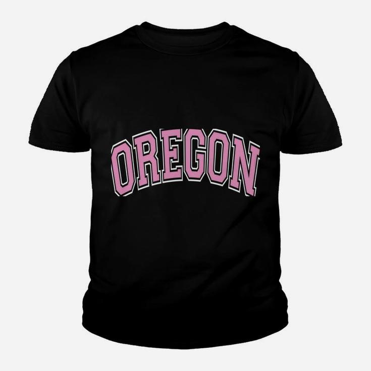 Oregon Varsity Style Pink Text Youth T-shirt
