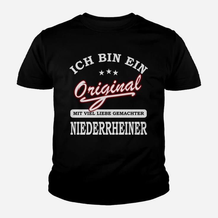 Original Niederrheiner Kinder Tshirt mit Spruch, Schwarz für Lokalpatrioten