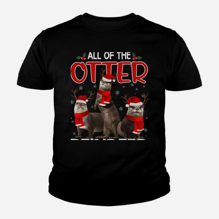 Otters Reindeer Deer Antler Funny Christmas Santa Hat Xmas Sweatshirt Youth T-shirt