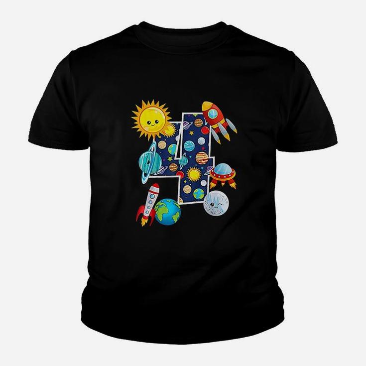 Outer Space 4 Year Old 4Th Gift Birthday Planets Astronaut Youth T-shirt