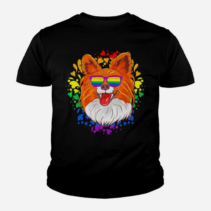 Papillon Dog Lgbt Rights Gay Pride Awareness Month Youth T-shirt