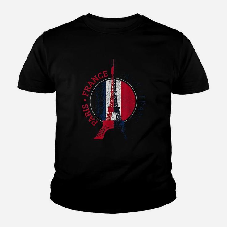 Paris France Eiffel Tower French Flag Travel Youth T-shirt