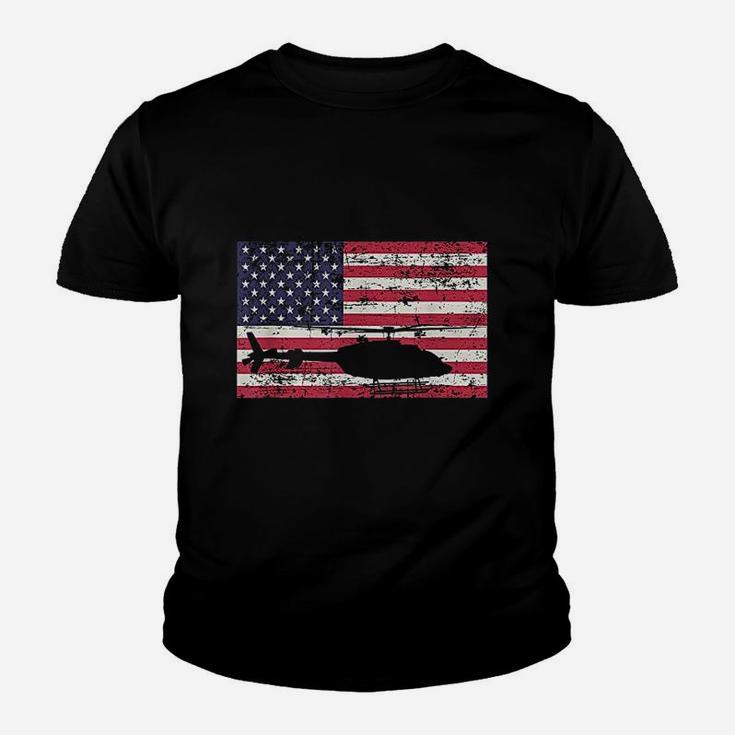 Patriotic Bell 407 Helicopter American Flag Youth T-shirt