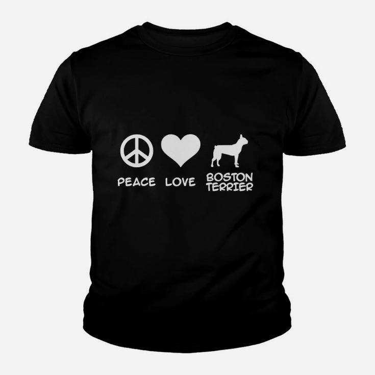 Peace Love Boston Terrier Youth T-shirt