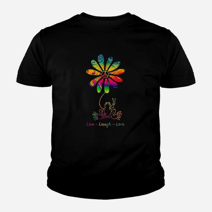Peace Love Frog Hippie Flower Daisy Gift Youth T-shirt