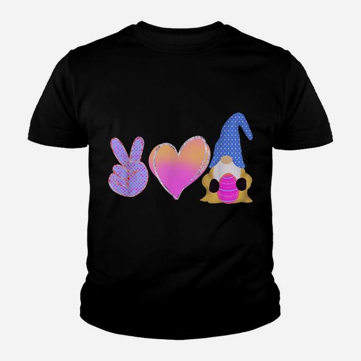 Peace Love Gnome Holding Easter Egg Love Easter Gnome Youth T-shirt