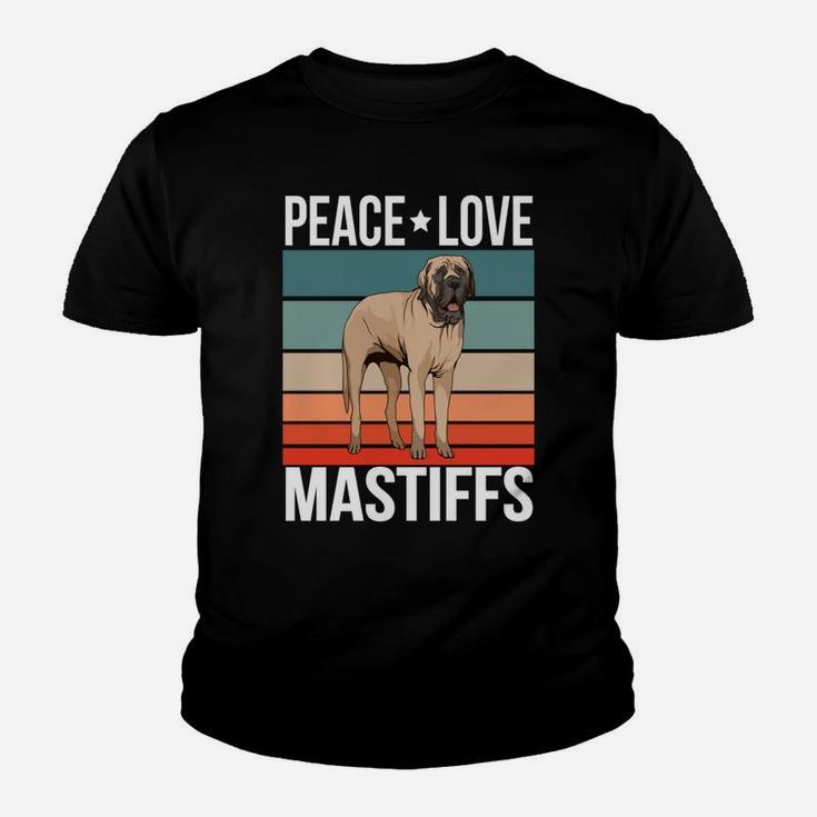 Peace Love Mastiffs Quote Retro Dog Owner Vintage Youth T-shirt