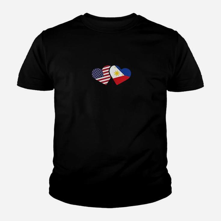 Philippines Usa Flag Heart Filipino American Love Youth T-shirt
