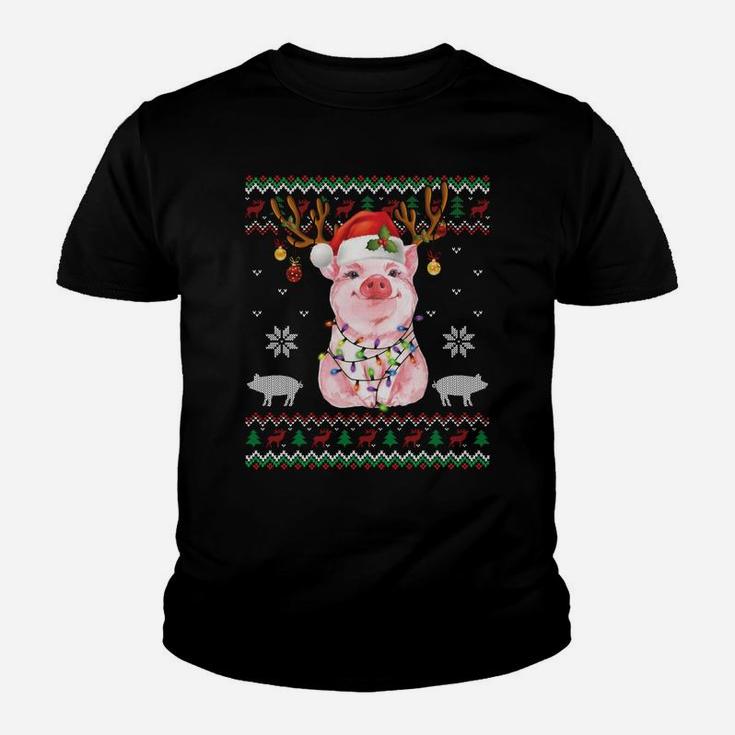 Pig Reindeer Santa Xmas Light Ugly Sweater Christmas Gifts Sweatshirt Youth T-shirt
