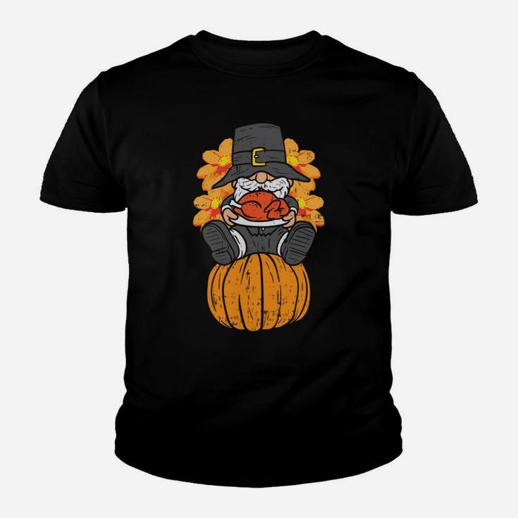 Pilgrim Gnome Pumpkin Turkey Thanksgiving Fall Autumn Gift Youth T-shirt