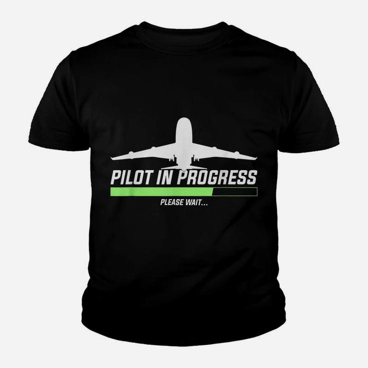 Pilot In Progress, Please Wait | Funny Aviation Pilot Youth T-shirt