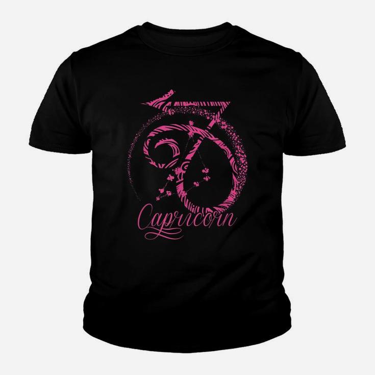 Pink Capricorn Zodiac Sign December January Birthday Gift Youth T-shirt