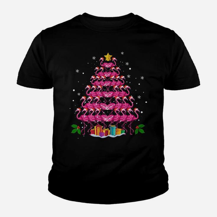 Pink Flamingo Christmas Tree Pajama Flamingo Lover Xmas Gift Youth T-shirt