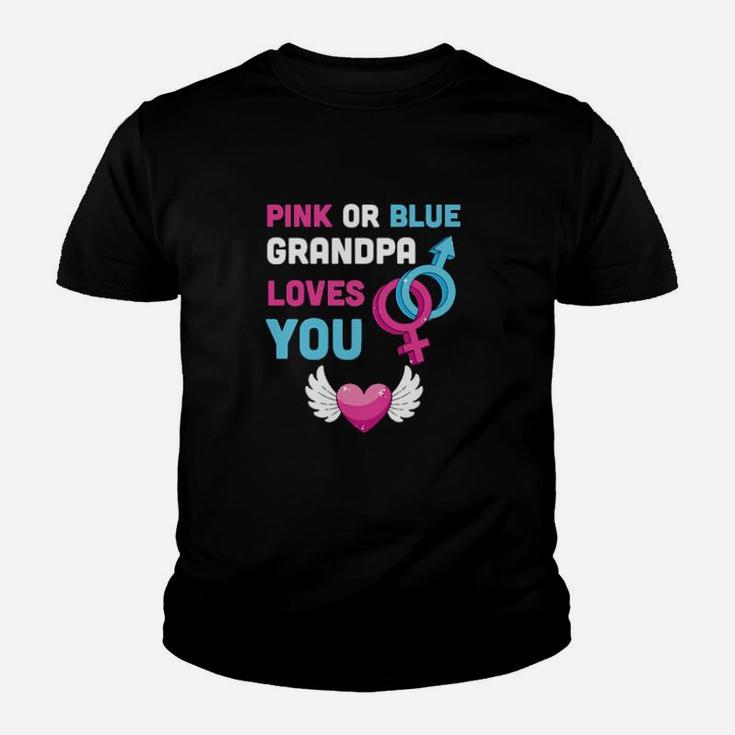 Pink Or Blue Grandpa Loves You Baby Gender Reveal Youth T-shirt