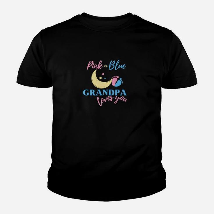 Pink Or Blue Grandpa Loves You Gender Reveal For Grandfather Youth T-shirt