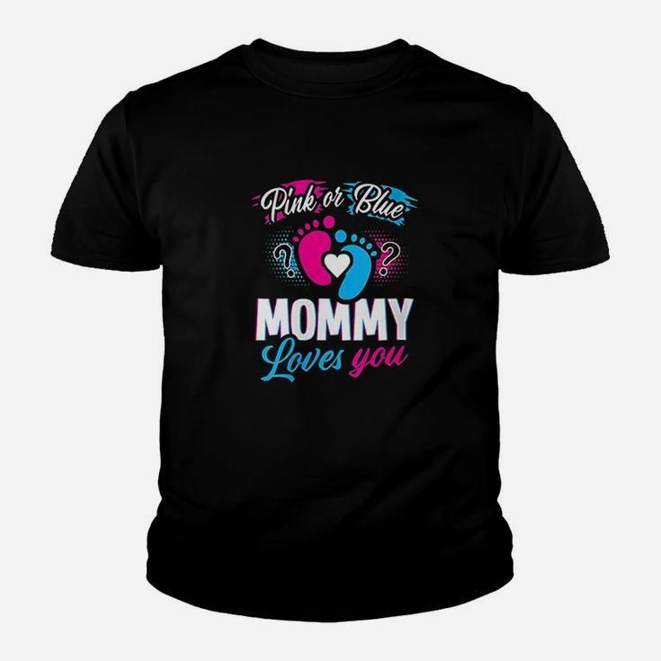 Pink Or Blue Mommy Loves You Gender Reveal Baby Shower Youth T-shirt