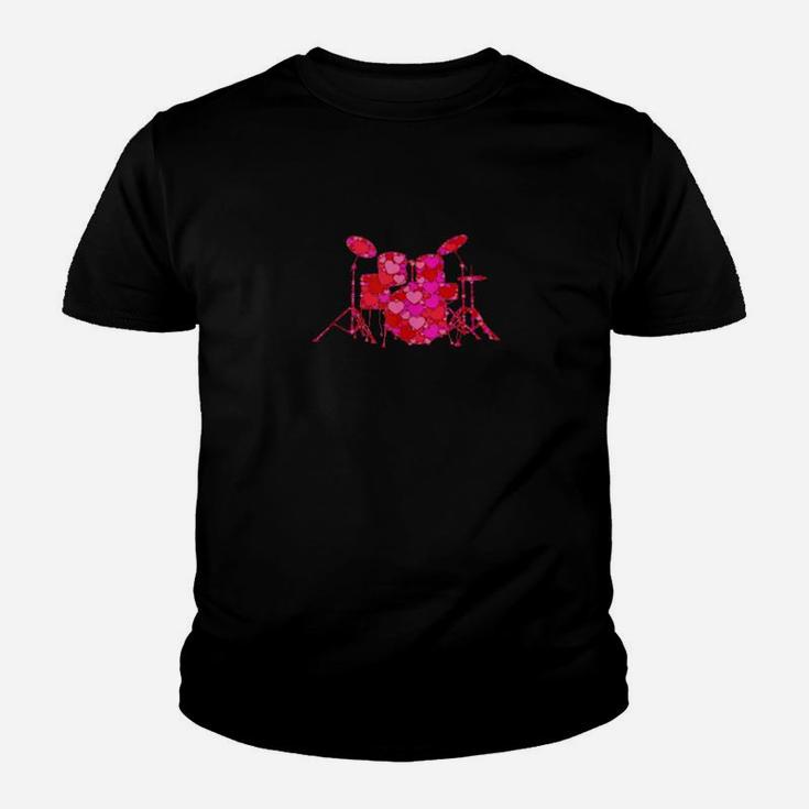Pink Red Heart Valentines Day Drum Youth T-shirt