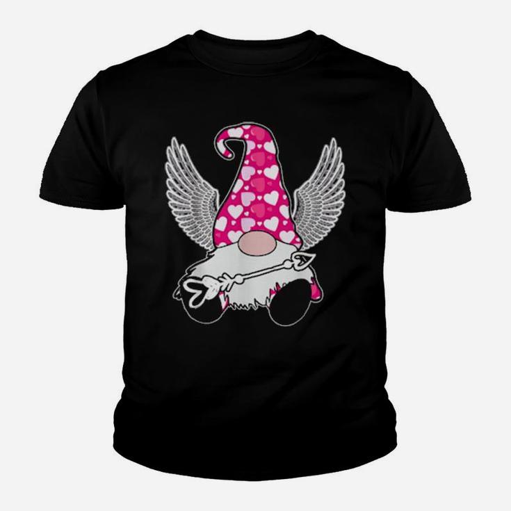Pink Valentine Gnome Cupid Cute Hearts Happy Valentines Day Youth T-shirt