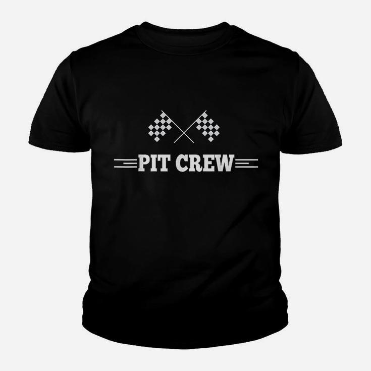 Pit Crew Race Car Checkered Flag Team Auto Racing Slot Cars Youth T-shirt