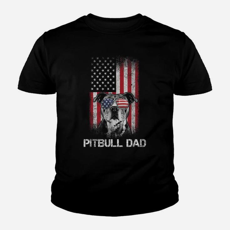 Pitbull American Flag 4Th Of July Pitbull Dad Dog Lover Youth T-shirt