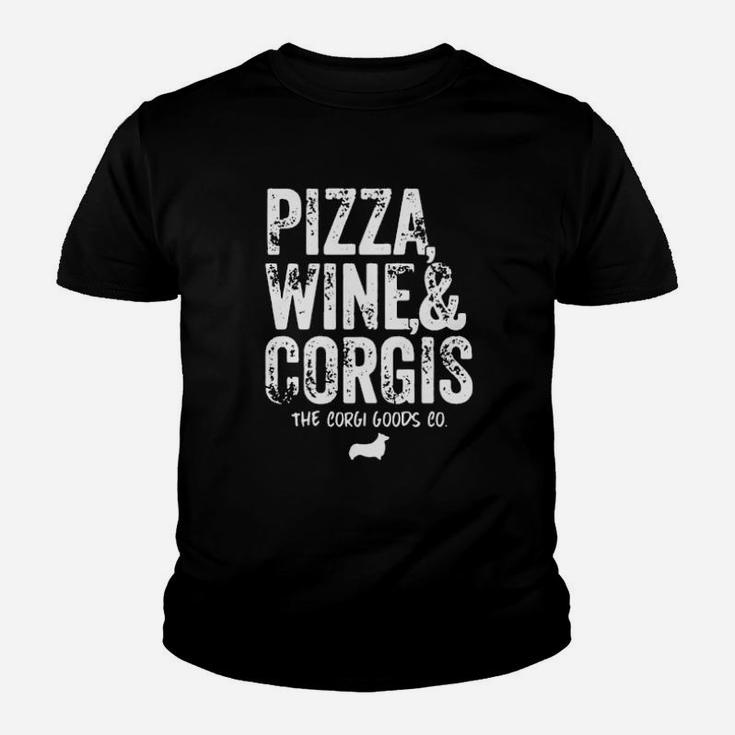 Pizza Wine And Corgis The Corgi Goods Co Canvas Youth T-shirt