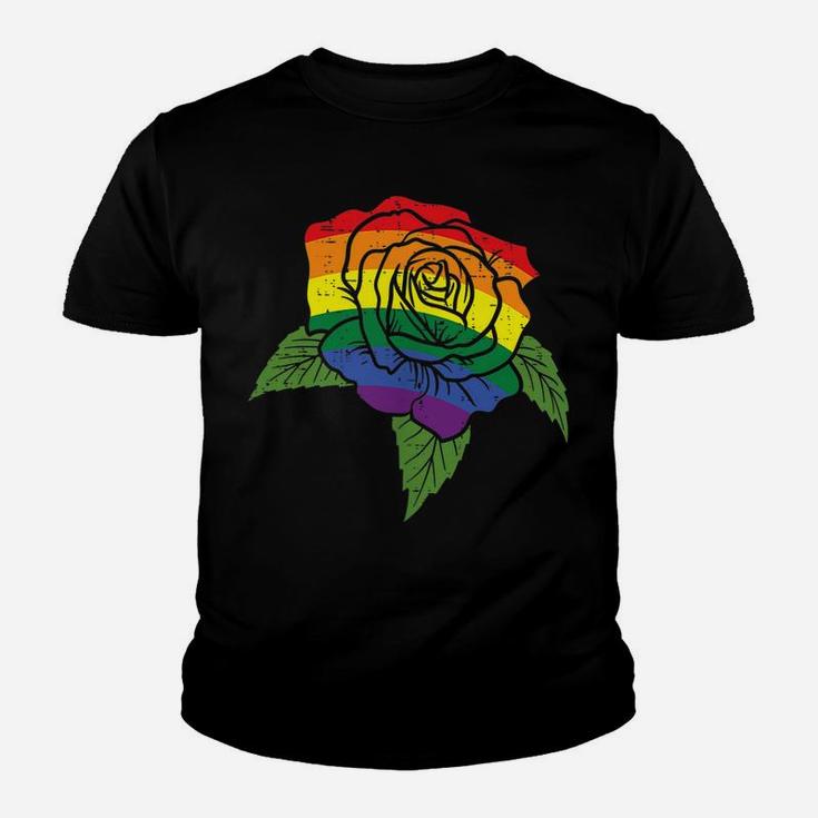 Pocket Rose Flower Lgbtq Rainbow Gay Pride Ally Men Women Youth T-shirt