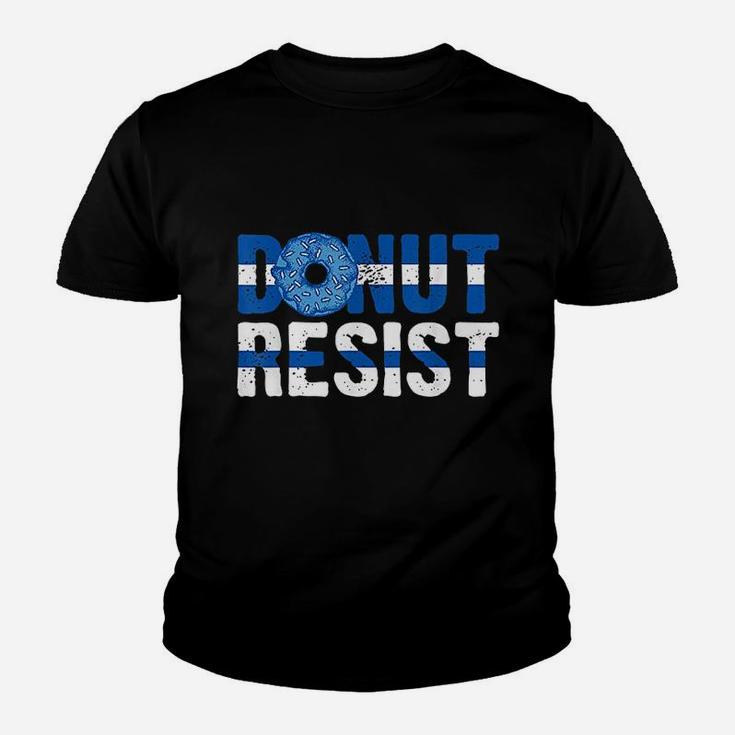 Police Officer Donut Resist Thin Blue Line Cop Policeman Youth T-shirt
