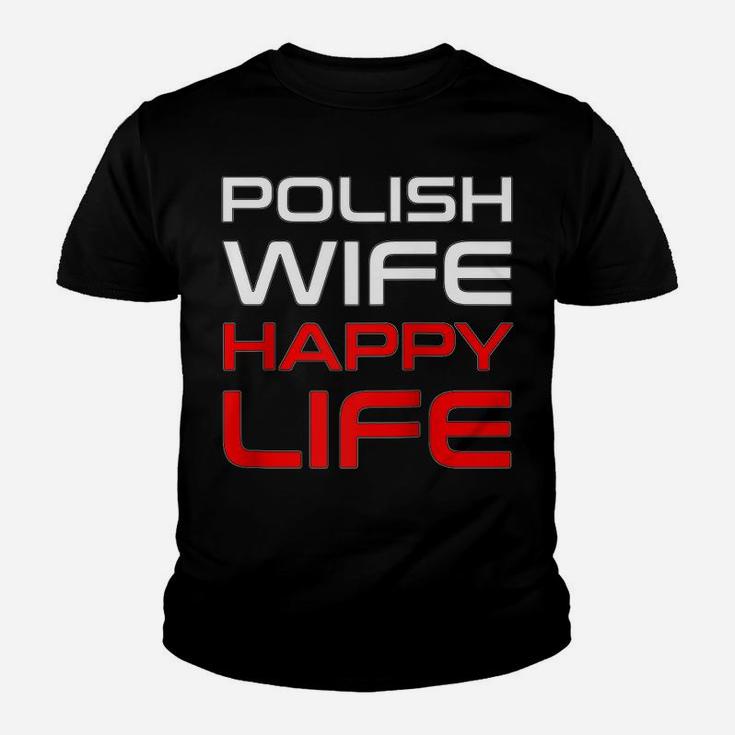 Polish Wife Happy Life Poland Polska Polish Woman Raglan Baseball Tee Youth T-shirt