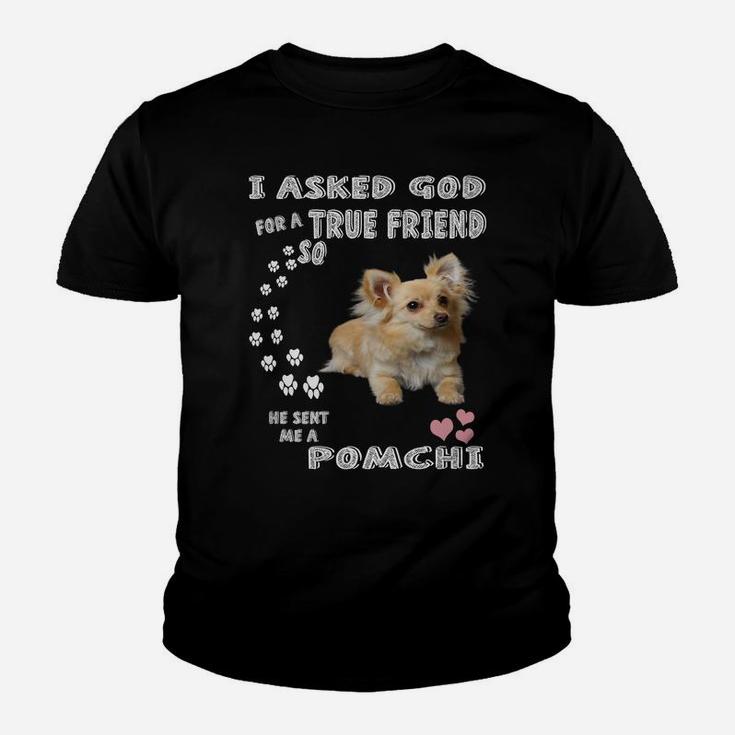 Pomahuahua Dog Mom, Chimeranian Dad Chi Pom Pun, Cute Pomchi Youth T-shirt