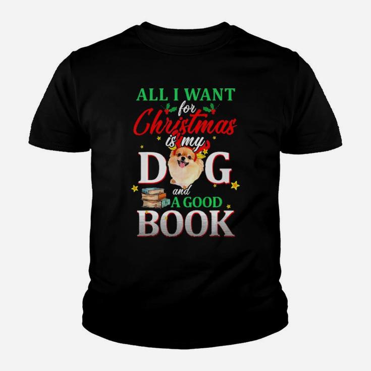 Pomeranian My Dog And A Good Book For Xmas Gift Youth T-shirt