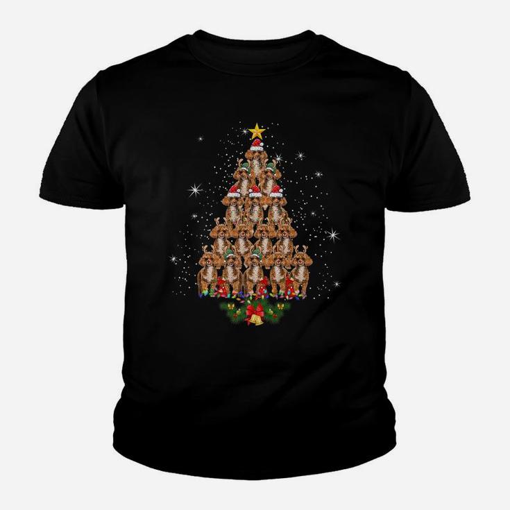 Poodle Christmas Tree Dog Xmas Lights Pajamas Funny Tee Youth T-shirt