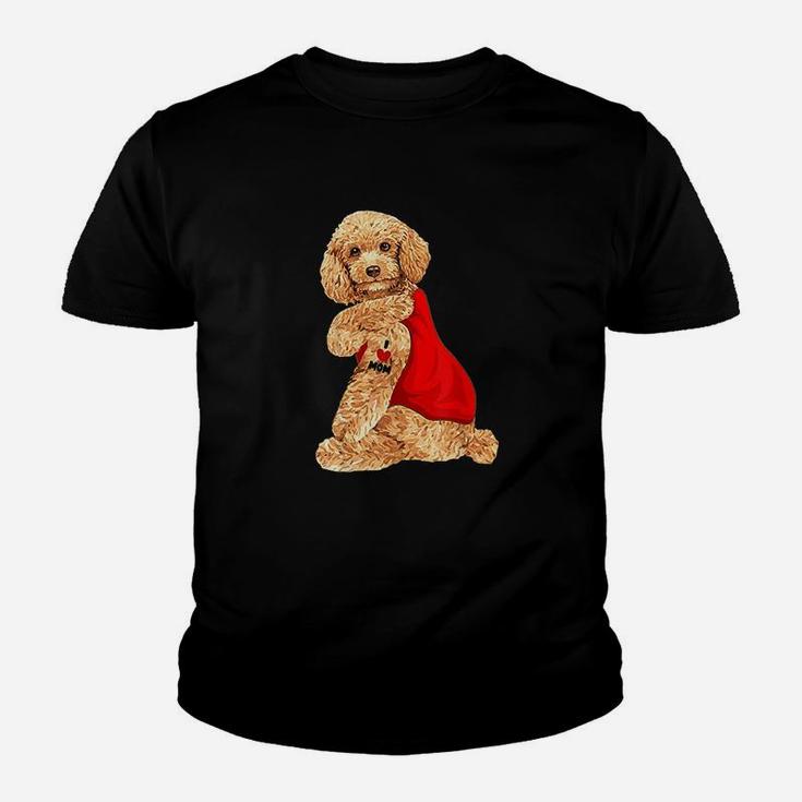 Poodle Dog I Love Mom Tattoo Lover Funny Gift Youth T-shirt