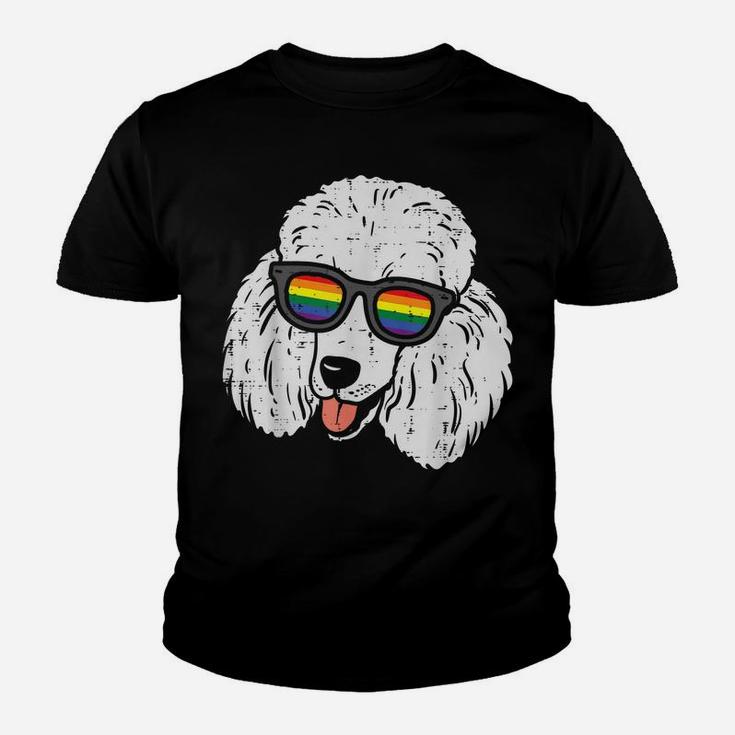 Poodle Dog Lgbtq Rainbow Flag Gay Pride Ally Dog Lover Youth T-shirt