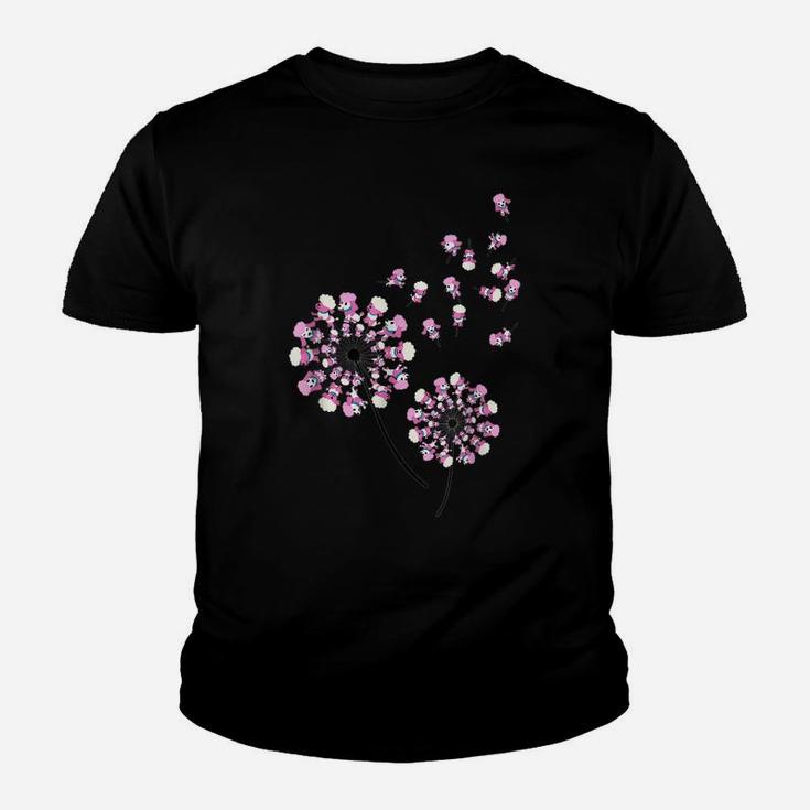 Poodle Flower Fly Dandelion Funny Dog Lover For Mom Men Kids Youth T-shirt