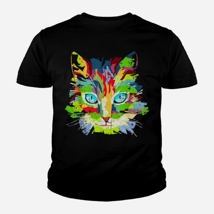 Pop Art Cat Distressed Style Youth T-shirt